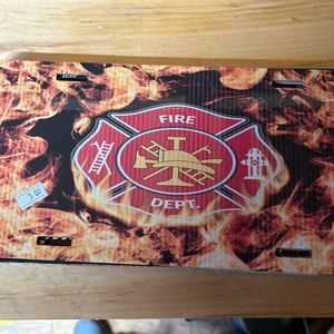 Custom made firefighter car tag